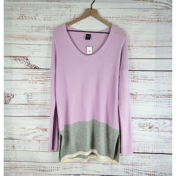 Gap Sweater Womens XL Pink Round Neck Pullover Wool Blend Long Sleeve Tunic NWT - Picture 1 of 9